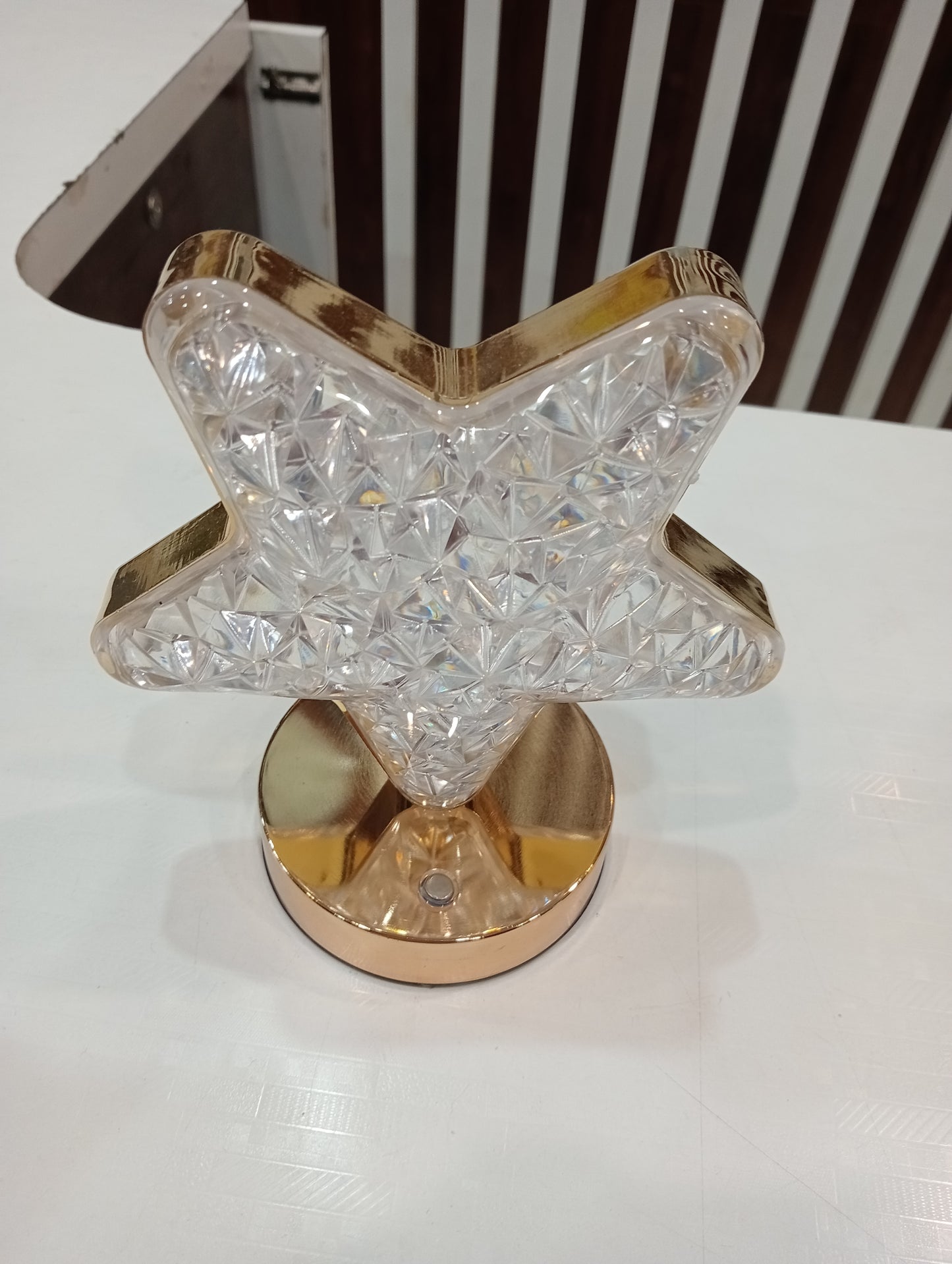 Star-Shaped Crystal Touch Lamp with Golden Base