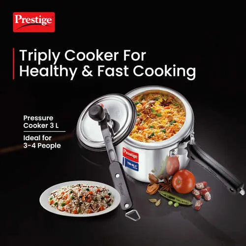 Prestige 3 L Tri-Ply Svachh Inner Lid Pressure Cooker| Gas and Induction Compatible| Spillage Control| Even Heat Distribution| Low Cooking Oil| Faster Cooking| 5 Years Warranty| Silver