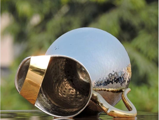 Pure Steel Mughlai Style Jug with Pure brass detailing for Water Storage and Serving Water at Parties