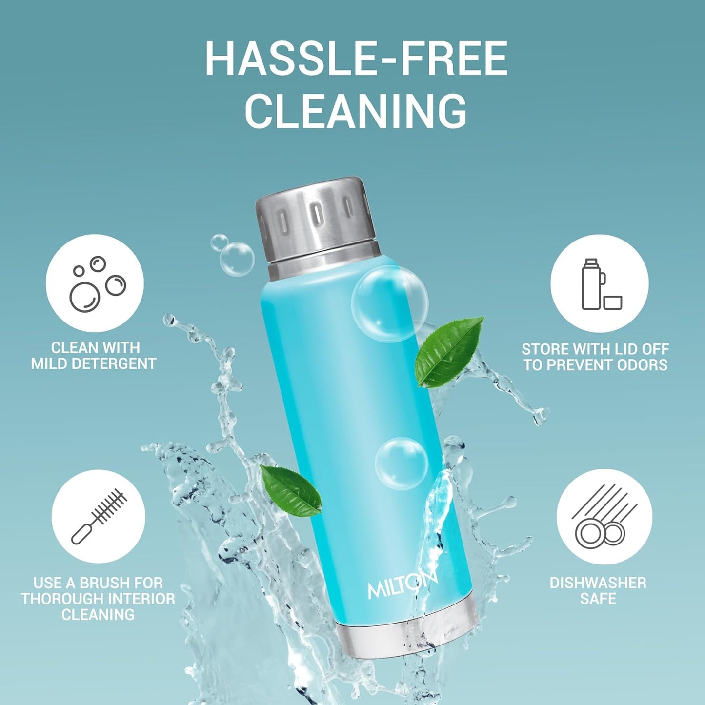 Milton Elfin 300 Thermosteel Water Bottle 300 ml, 24 Hr Hot and Cold I Leak Proof Lid, ISI Certified I Vacuum Insulated I for Office, Gym, School I Light Blue