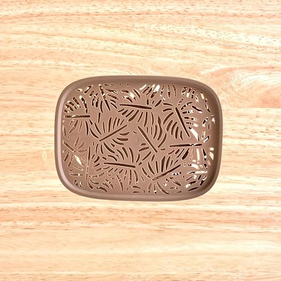 Monstera Design Plastic Storage Basket with Lid – Set of 3 | Multipurpose Organizer Box for Kitchen, Bathroom, Toys & Office | Nestable, Durable & Elegant