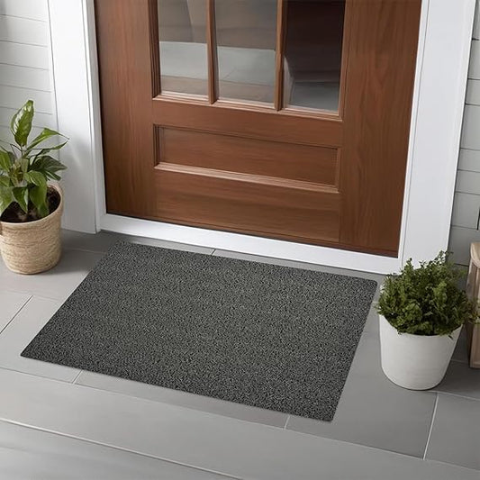 Floor Mat (16x24 Inch) | Noodles Mat for Home Entrance | Rubber Anti-Skid Foot Mat for Bathroom, Office Door | Grey, Gray