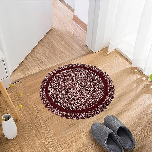 Door Mat | Round Shape Feather Door Mat | Cotton Reversible Mat | Door Mat for Kitchen | Door Mat for Home | 20 Inch | Large