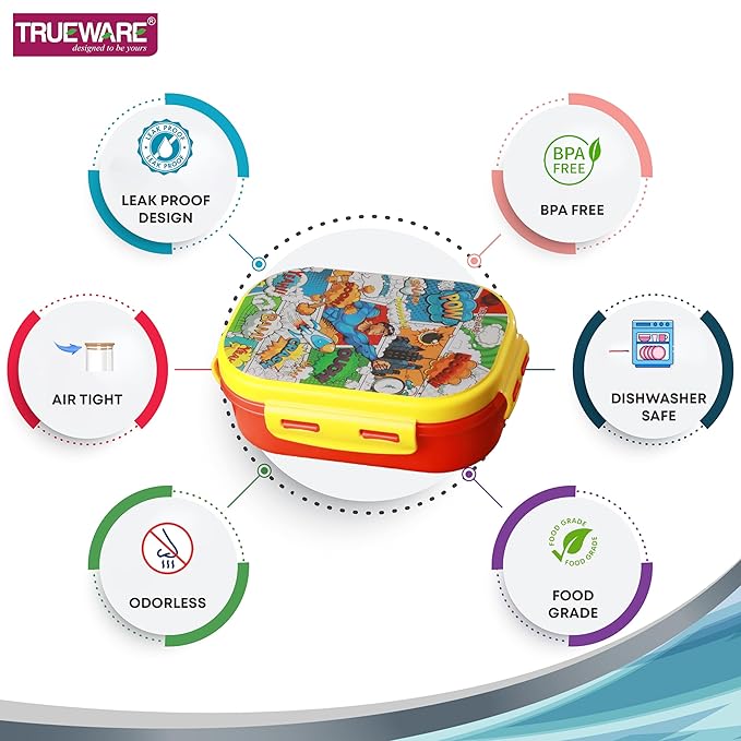 Trueware KOKO Junior Steel Lee Pu Insulated Hot Lunch Box 600ML Big Container and 150 ML Veggie Container | BPA Free | Food Grade | Keep Food hot for Long Hours | Perfect for School | Kids