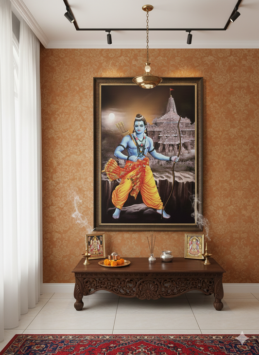 Divine Valor and Grace: Lord Ram Ji Framed Portrait (23 x 33 Inches)