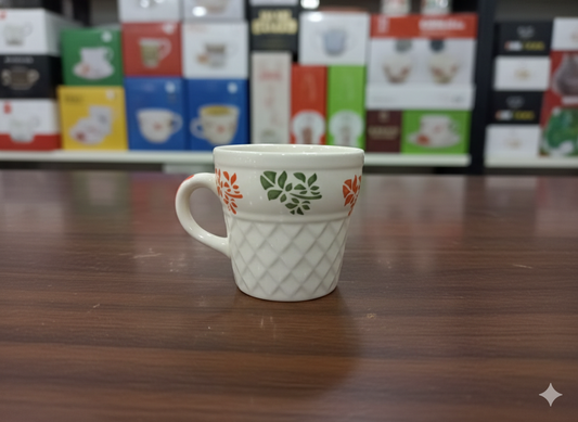 Elegant Leaf-Patterned Ceramic Tea Cup Set (Set of 6)