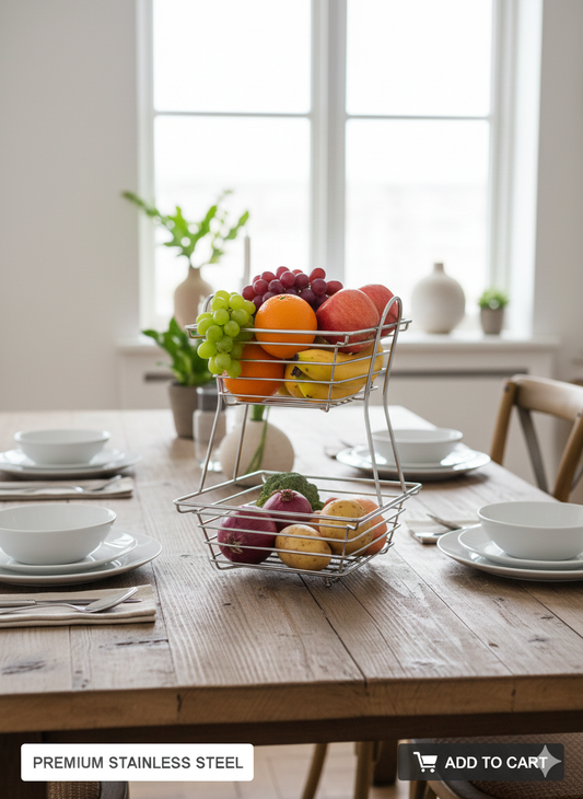Premium Stainless Steel 2-Tier Hanging Storage Basket