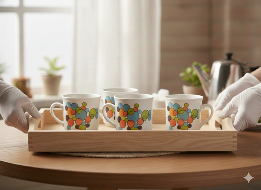 Bubbles & Brew 6-Piece Ceramic Tea Set – Vibrant Multi-Color Pattern CLAYCRAFT