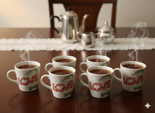 Elegant Mosaic "LOVE" Ceramic Tea Set – 6Piece Collection