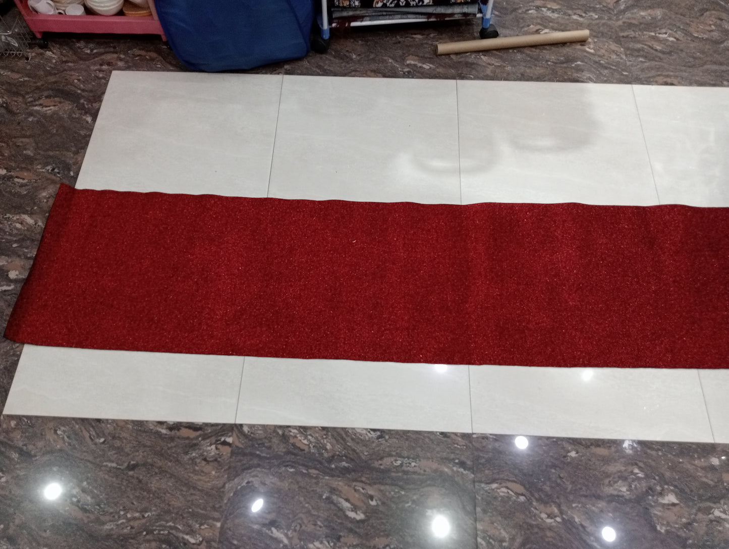 Washable Kitchen glitter Floor Mat Runner with Anti Skid Latex Backing for party/runner/gift/(Red)