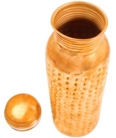 Copper Water Bottle with Hammered Design