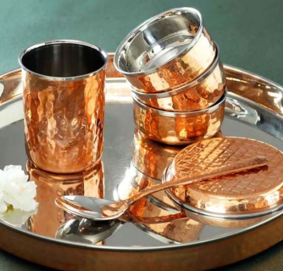 Copper Dinner Set Hammered design, Dinnerware