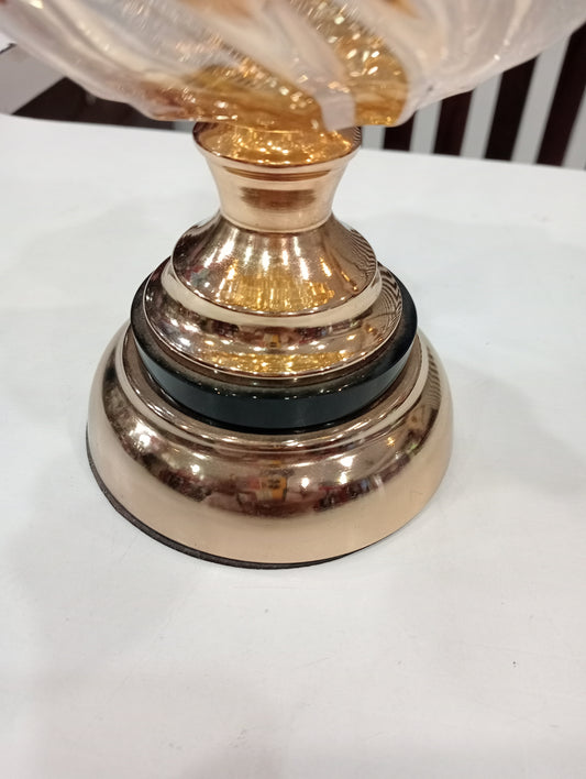 Golden Crystal Candy Jar with Lid & Pedestal Stand