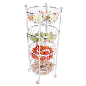 4 Layer Stainless Steel Fruit & Vegetable Kitchen Trolley 4 Layer Kitchen Basket | Fruit Basket | Vegetable Basket | Onion Potato Rack for Kitchen Trolley (12×12×36) Inch (wt-3.800kg)