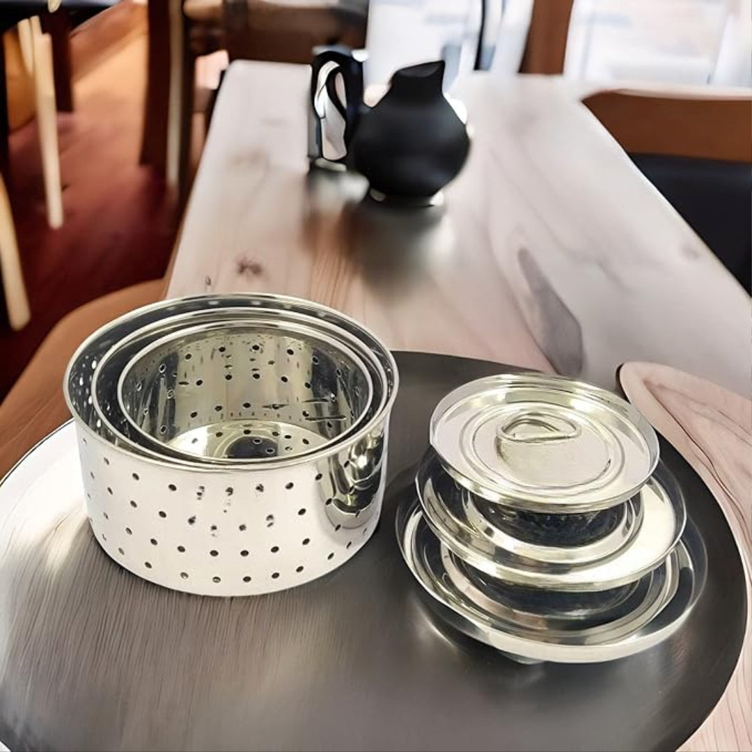 Stainless Steel Round Paneer Mould Maker with Top Press Lid