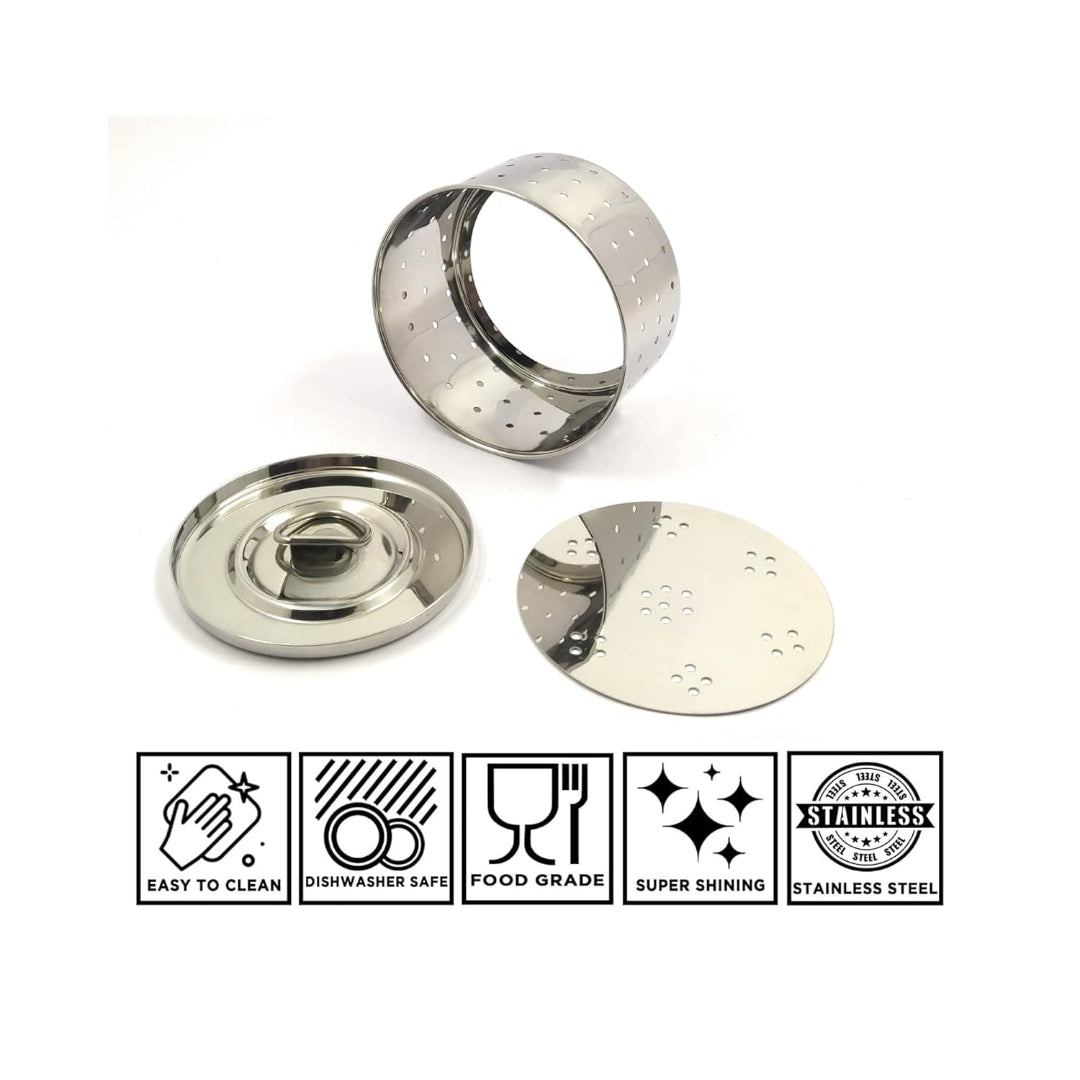 Stainless Steel Round Paneer Mould Maker with Top Press Lid