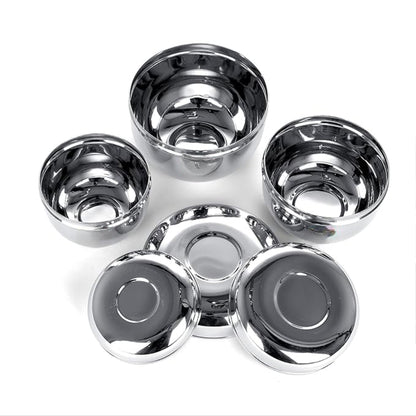 Heavy Gauge Mirror Finish Apple Shape Storage Containers, Set Of 3Pcs, (500Ml, 750Ml, 1200Ml), Silver