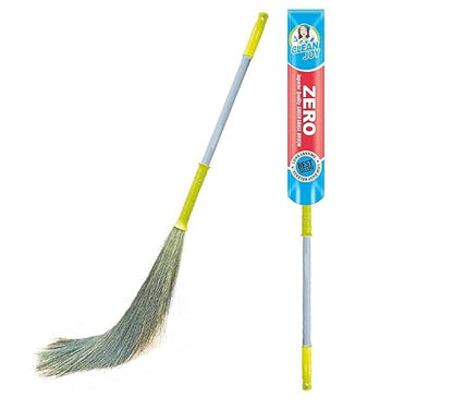 Clean Joy Eco Friendly Grass Broom Stick Plastic Handle Jumbo Size I King Size (Phool Jhadu, Mop) for All Floor Cleaning Prime