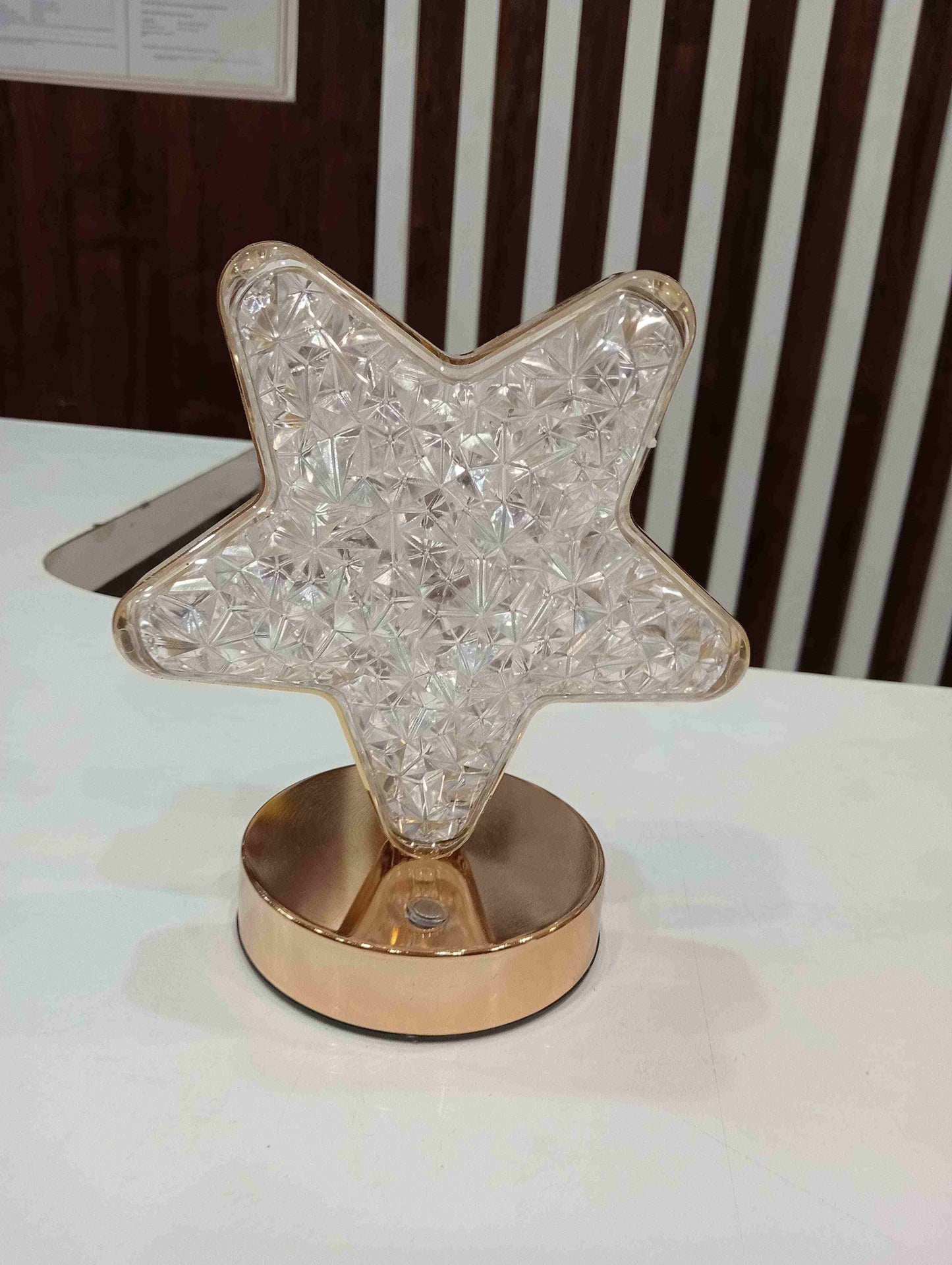 Star-Shaped Crystal Touch Lamp with Golden Base