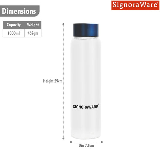Blue Wave Borosilicate Glass Bottle 1000ml