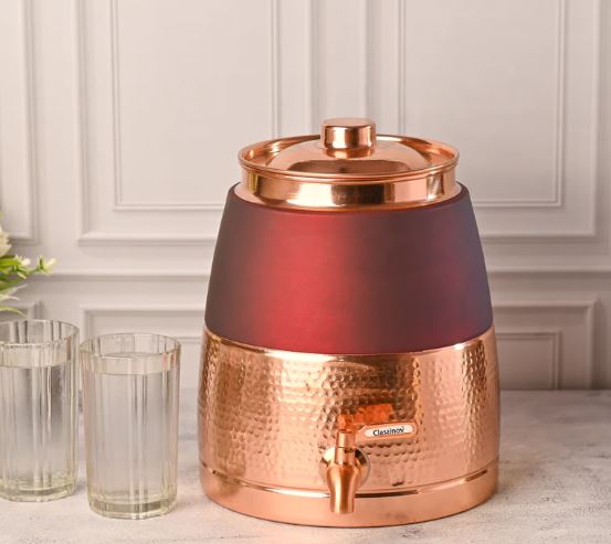 Copper Half Hammered Water Dispenser – Premium (10 liter)