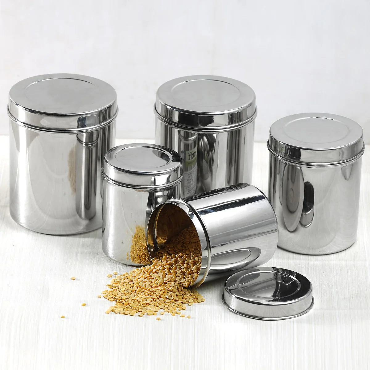 Stainless Steel Deep Dabba Set of 5- 10 X 14