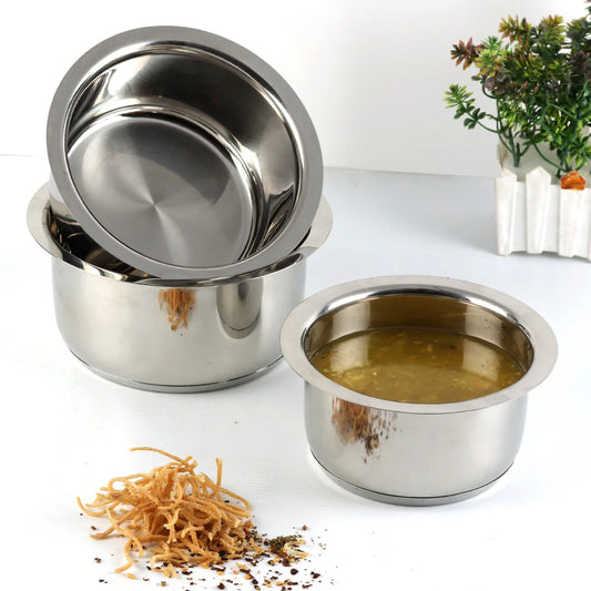 Vinod 3 Piece set Stainless Steel Capsule Bottom