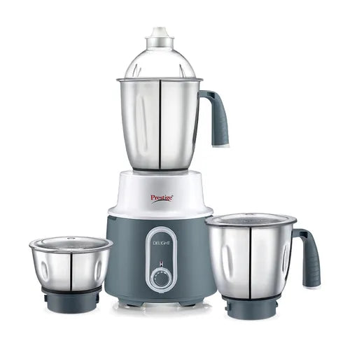 Prestige Delight 750 W Mixer Grinder, 3 Stainless Steel Jars (1500 ml, 1000 ml, 300 ml) (Charcoal Grey)
