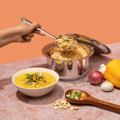 Vinod Stainless Steel, Sandwich Bottom, 3 pc Tope Set with Lids (Induction Friendly)