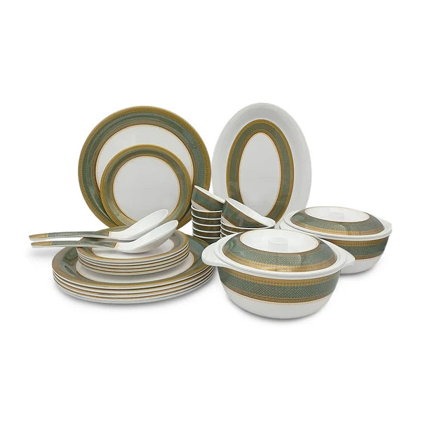 SUPERWARE | Pure Melamine | BRIDAL COLLECTION| Dinner Set - Bridal-Green | Set Of 37 Pcs. | Stain Free, Glazed Finish