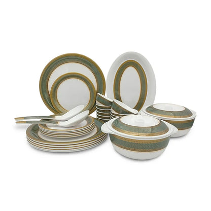 SUPERWARE | Pure Melamine | BRIDAL COLLECTION| Dinner Set - Bridal-Green | Set Of 37 Pcs. | Stain Free, Glazed Finish