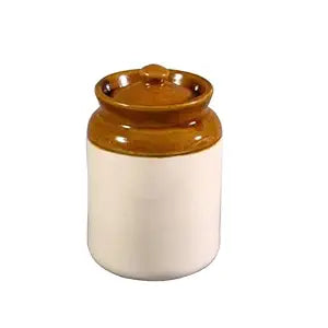 Ceramic Pickle jar 5Litre For Home & Kitchen brown & Ivory(White) Pack Of 1