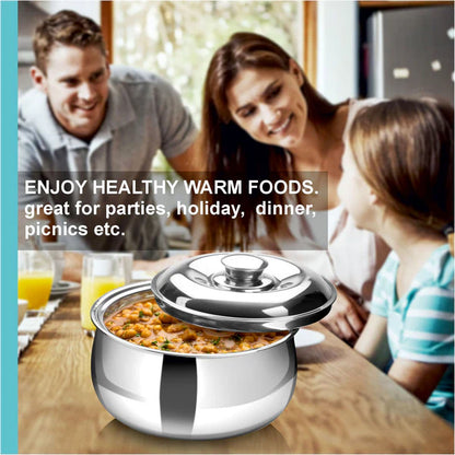 Hot Delight Casserole (1500ml) - Double Wall Stainless Steel Insulated casserole - Keep Food Hot for longer time
