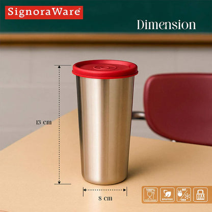 Tumbler (Steel) 420 ml. |Drinking Cup | Reusable Travel Tumbler With Leakproof Lid | To-Go Drink Cups for Juice, Smoothie, Iced Coffee, Milkshake, Cold Drinks & Snacks