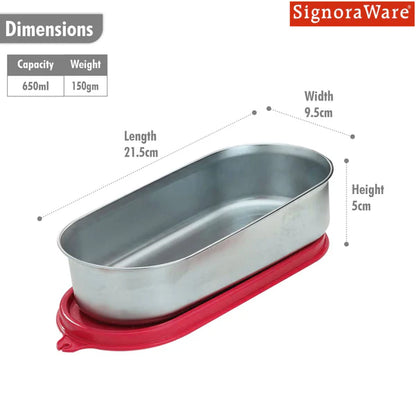 Flat Container Oval Steel 650 ml