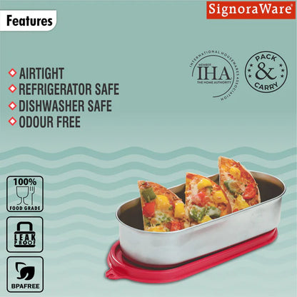 Flat Container Oval Steel 650 ml