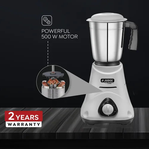 Judge by Prestige 500 Watts Comet Mixer Grinder with 3 Stainless Steel Jars| 3 Efficient Stainless Steel blades| Overload Protector| 2 Years warranty