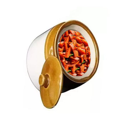 Ceramic Pickle jar 10 Kg Martbaan For Home & Kitchen brown & Ivory(White) Pack Of 1