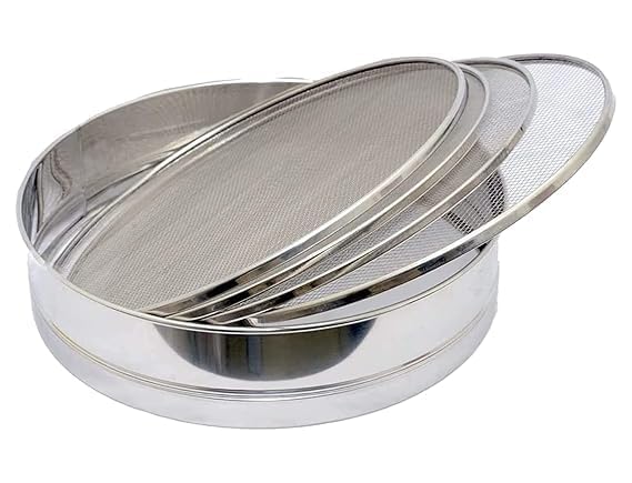 4 in 1 Stainless Steel Interchangeable Sieve Set of 5 Flour Chalni Spices Food Strainers Atta Chalni Jaali Channi Atta Maida Strainer Silver