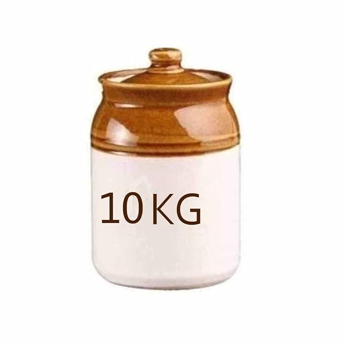 Ceramic Pickle jar 10 Kg Martbaan For Home & Kitchen brown & Ivory(White) Pack Of 1
