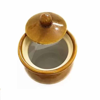 Ceramic Pickle jar 5Litre For Home & Kitchen brown & Ivory(White) Pack Of 1