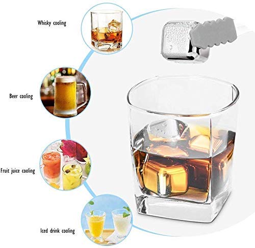 Anything & Everything Stainless Steel Ice Cubes (Pack of 4),Whiskey Stones, Reusable Chilling Stones with Tongs for Whiskey Wine, Vodka, Liqueurs, White Wine, Beer, Stainless Steel ice Cubes