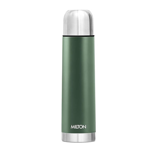 Milton Flip Lid 1000 Thermosteel Water Bottle 1 LTR, 24 Hr Hot and Cold I Leak Proof Lid, ISI Certified I Vacuum Insulated I for Office, Gym, School I Silver