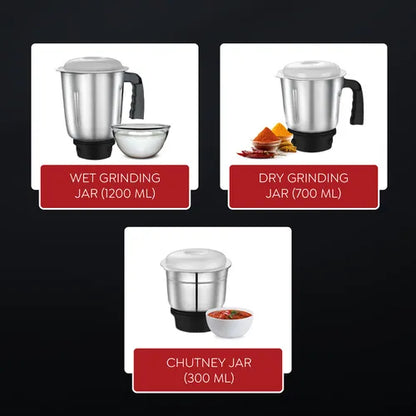 Judge by Prestige 500 Watts Comet Mixer Grinder with 3 Stainless Steel Jars| 3 Efficient Stainless Steel blades| Overload Protector| 2 Years warranty
