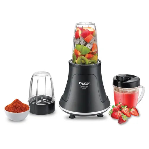 Prestige Nutri-Zen Mixer Grinder with 3 Polycarbonate Jars – Big Jar - 1000ml | Sipper Jar with Handle - 700ml | Small Jar - 700ml |Compact & Powerful Blender for Juices, Shakes & More
