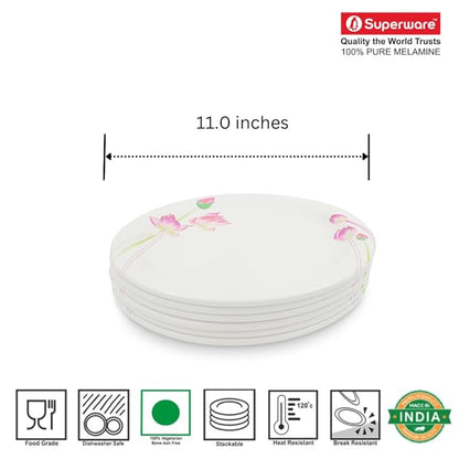 Superware | Pure Melamine | Dinner Plate Set –  11" | Stain Free, Glazed Finish