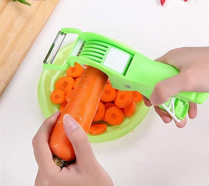 2 in 1 Vegetable and Fruit Multi Cutter, Peeler, Slicer Easy Slicing Sharp Stainless Steel 5 Blade Multifunctional Kitchen Tool (Pack of 1)