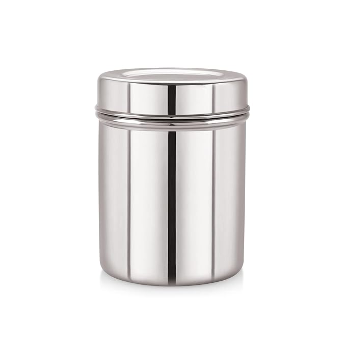 Stainless Steel Silver 22 Gauge Deep Dabba , Durable and Spacious Food Storage Container, Ideal for Storing Grains, Snacks, Leftovers, Perfect for Bulk Storage, Easy to Clean.