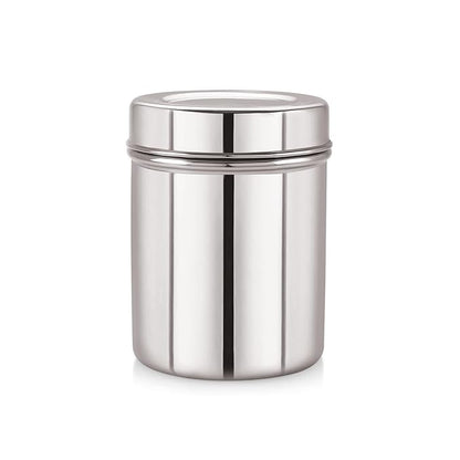 Stainless Steel Silver 22 Gauge Deep Dabba , Durable and Spacious Food Storage Container, Ideal for Storing Grains, Snacks, Leftovers, Perfect for Bulk Storage, Easy to Clean.