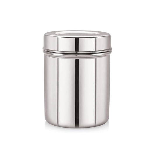 Stainless Steel Silver 22 Gauge Deep Dabba , Durable and Spacious Food Storage Container, Ideal for Storing Grains, Snacks, Leftovers, Perfect for Bulk Storage, Easy to Clean.